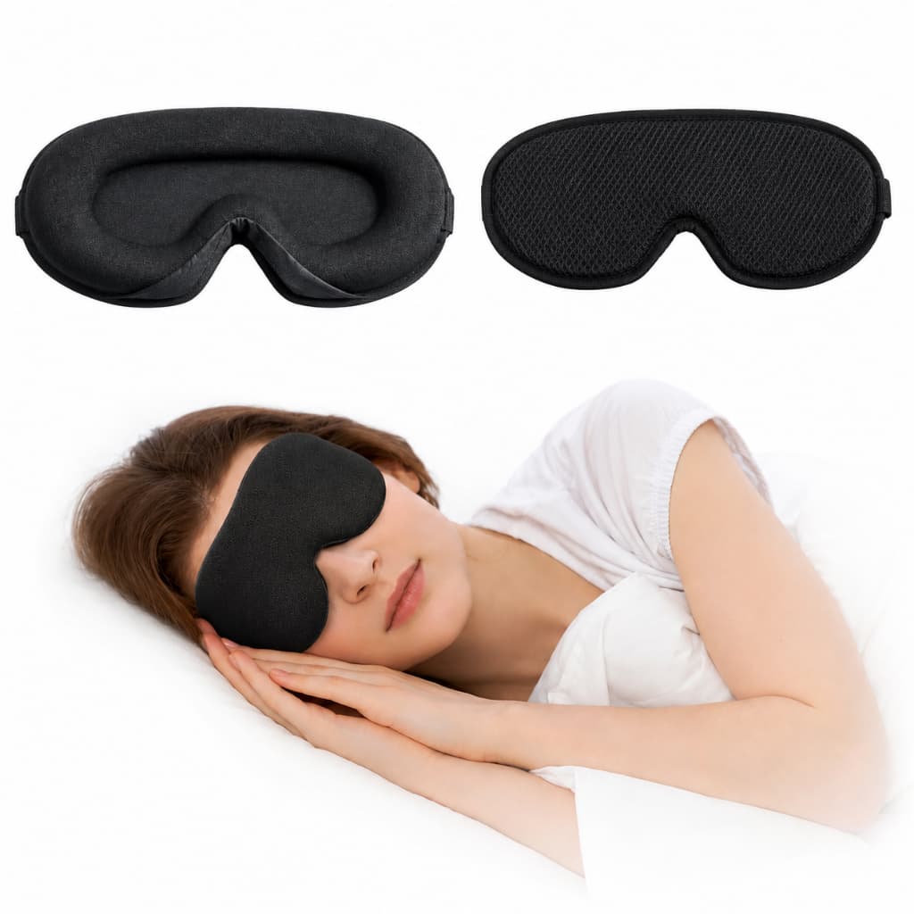 Mascára Dormir Viagem Sono 3d Ajustável Respirável Preto Lisa Confortável Espuma Memória