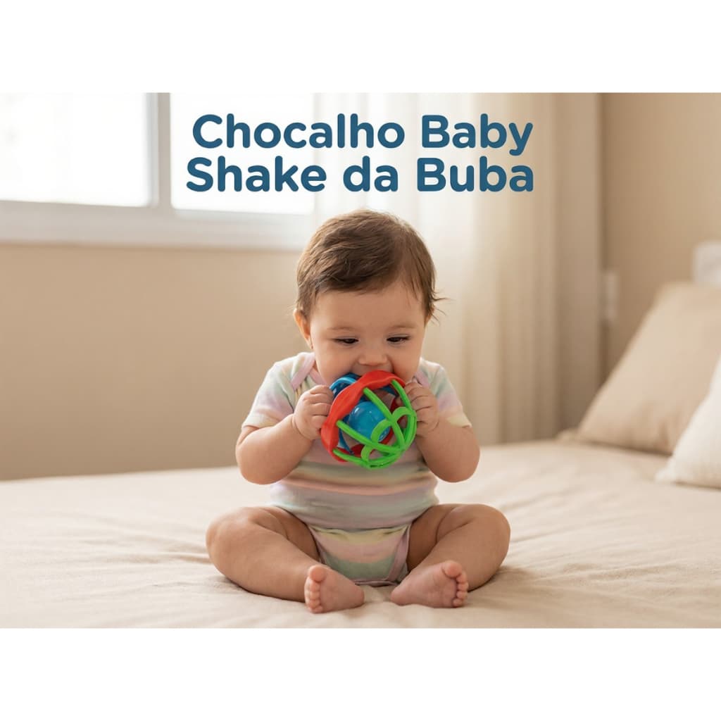 Chocalho Bola Interativo Buba para Bebê com Texturas em Silicone 3M+ Livre de BPA