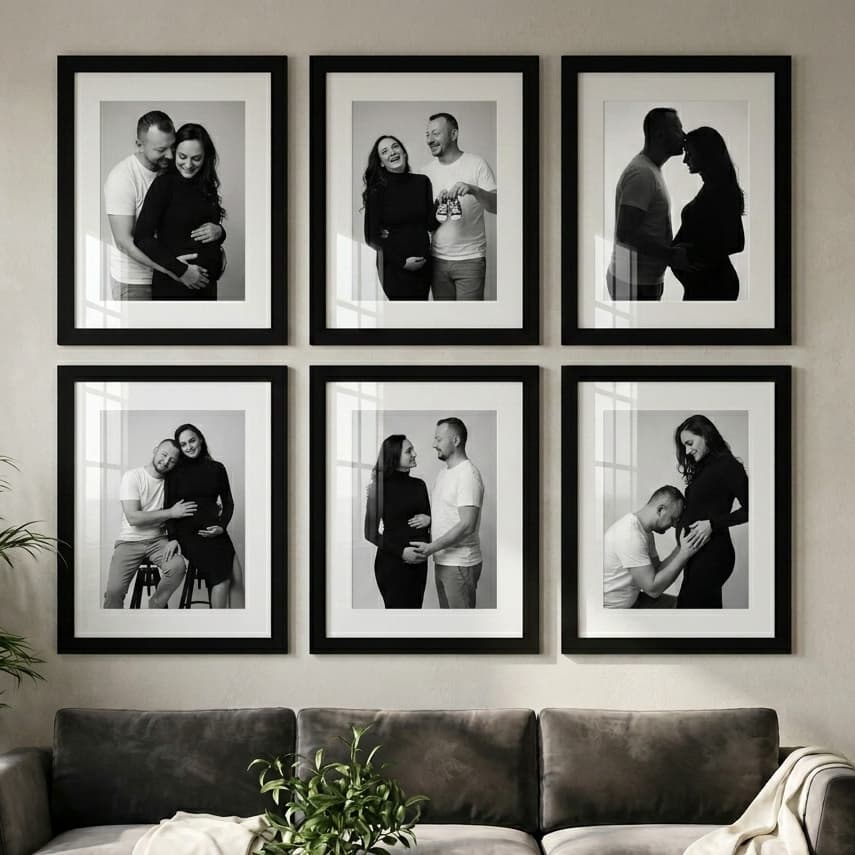 Kit 6 quadros decorativo moldura fotográfica 10x15 cm com paspatur moldura decoração elegante