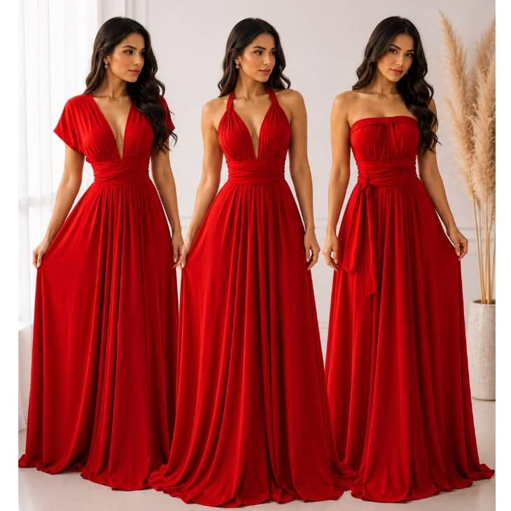 Vestido Feminino Multiformas Festa Formatura  Madrinha Vermelho Natal