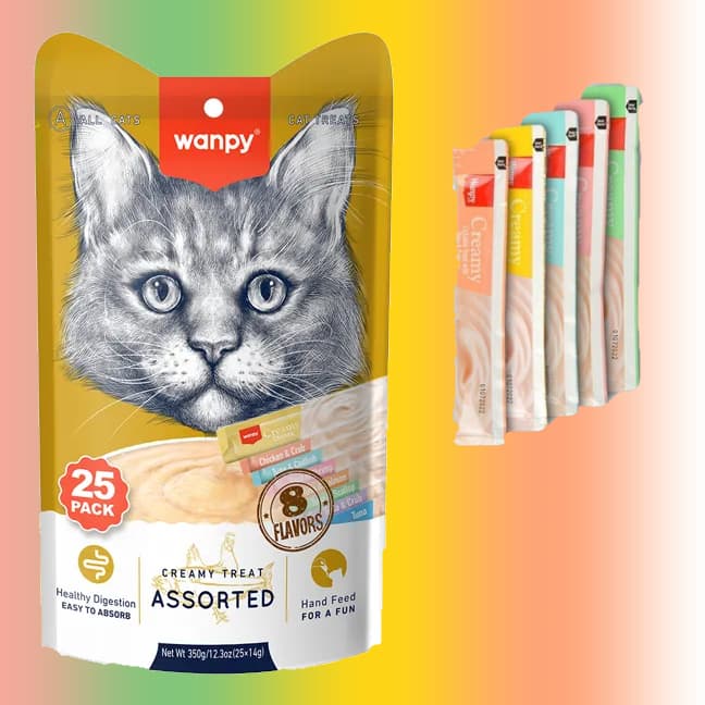 Petisco Cremoso Para Gatos Wampy Creamy - Stick Cremoso Importado Similiar ao Churu - Diversos Sabores