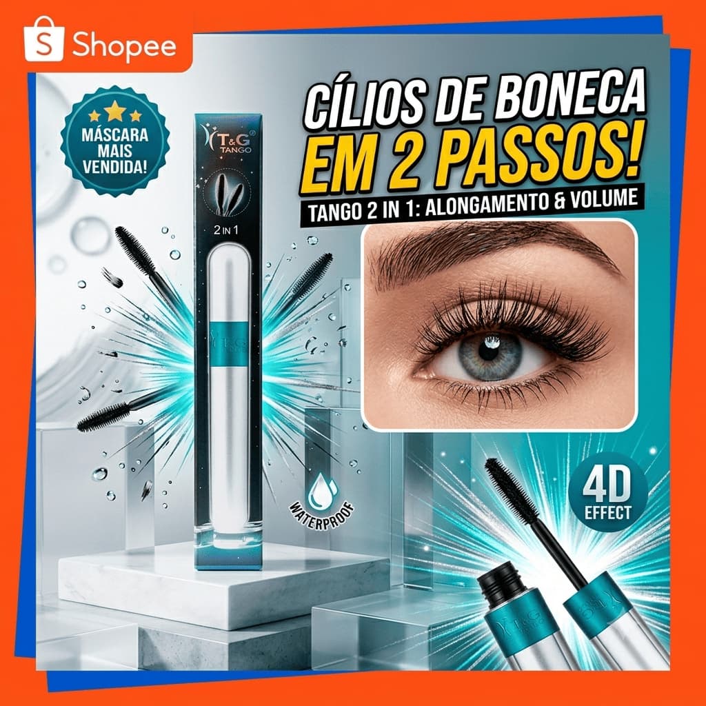 👁️✨ Máscara de Cílios Tango 2 em 1 – Volume & Alongamento Extraordinários!