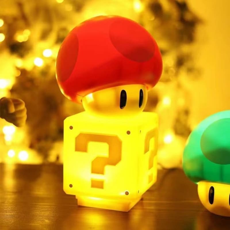 Super Mario Bros Musical LED Pergunta Mark Luz Nocturna Crianças Quarto Lâmpada de Mesa Cubo USB Carregamento