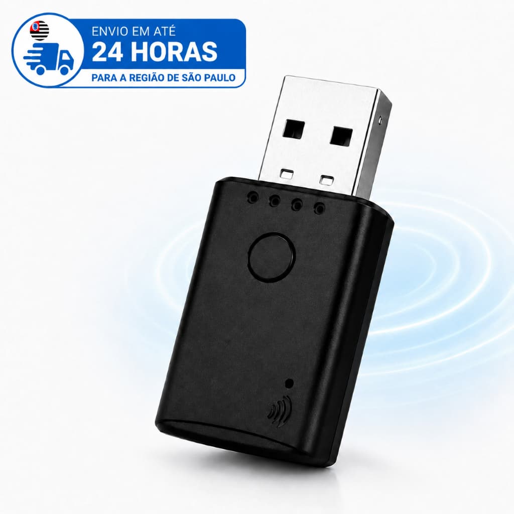 Adaptador Bluetooth 5.4 Para Som De Carro Receptor USB AUX Sem Fio Com Microfone Viva Voz
