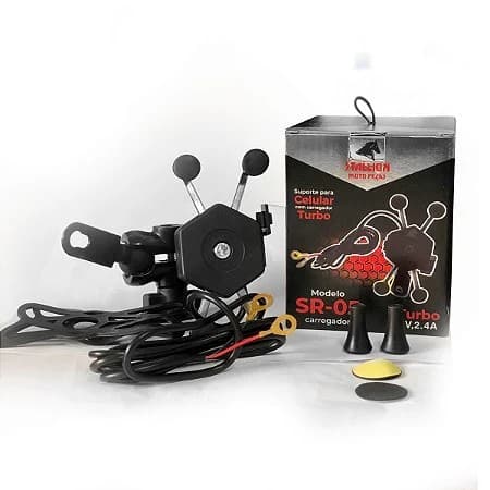 Suporte de Celular para Moto Universal Carregador USB Turbo Guidão STALLION