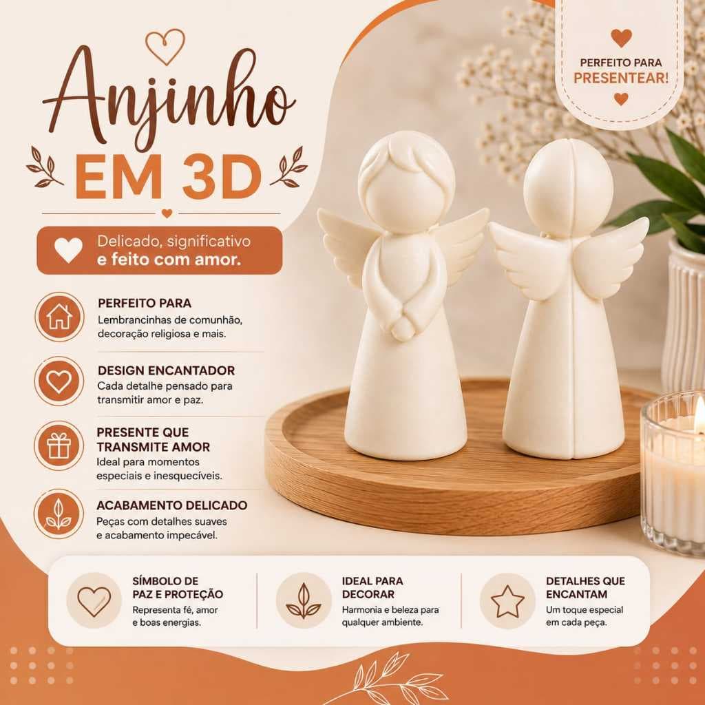Anjinho Decorativo em Impressão 3D | Lembrancinha Batizado, Maternidade, Comunhão e Decoração Religiosa