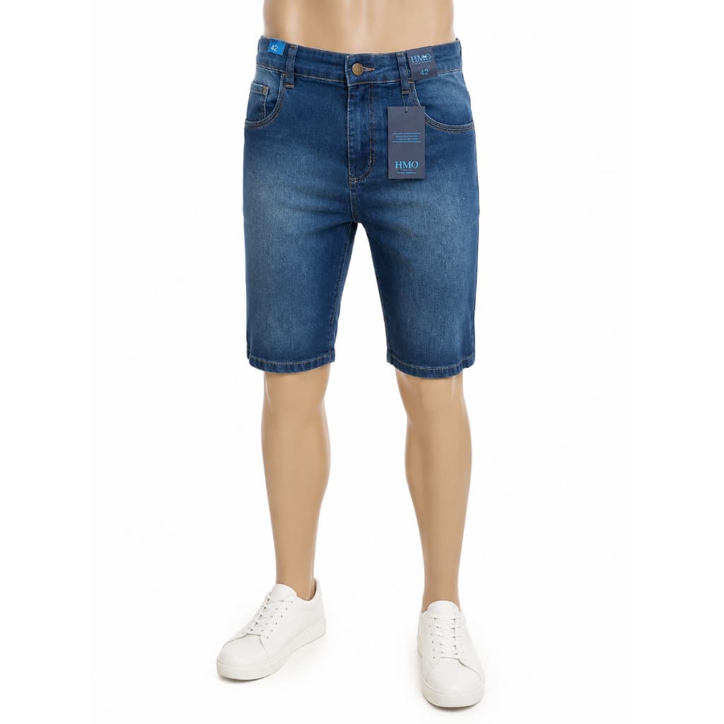 Bermuda Jeans Casual Confortável com Bolsos
