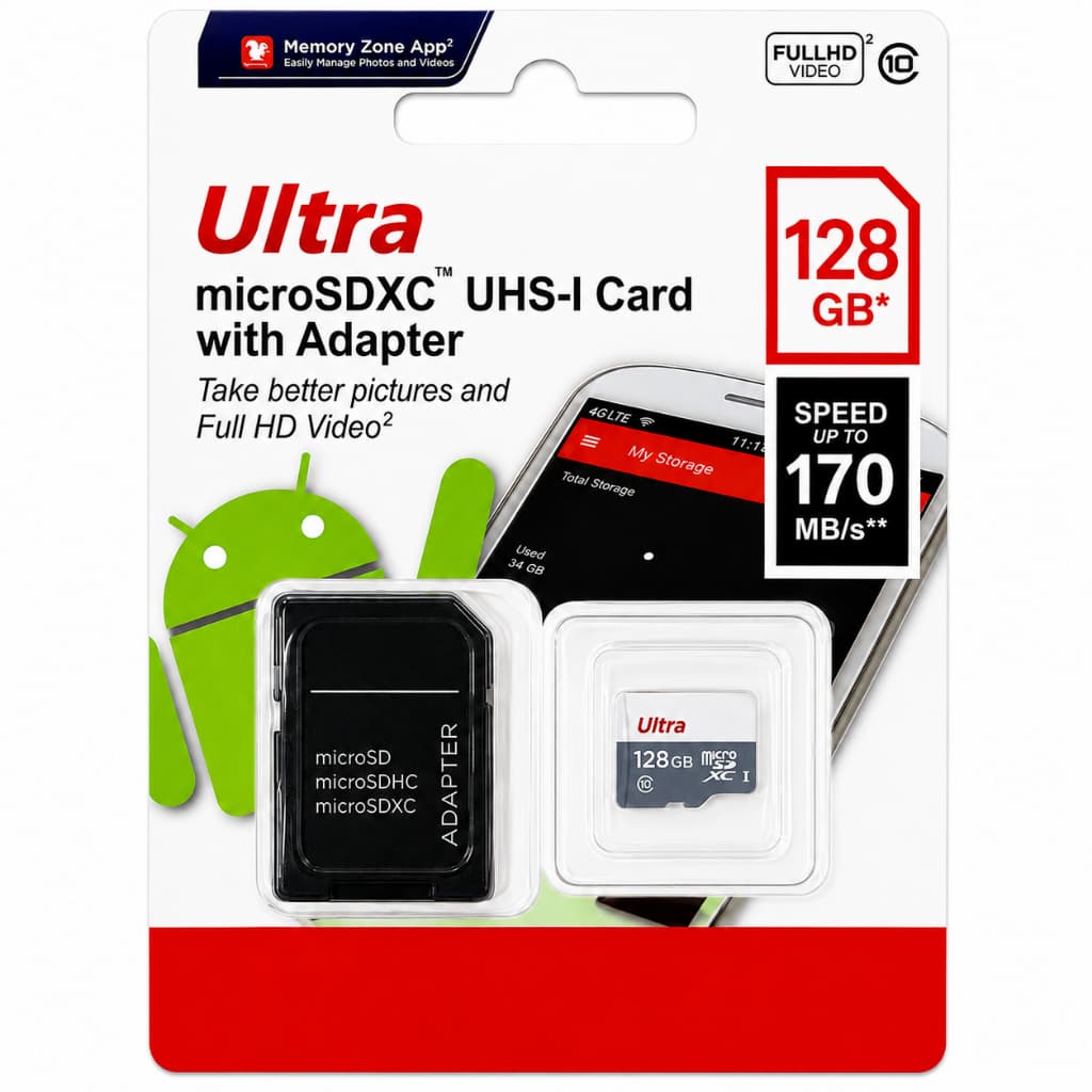 Cartão de Memória Micro Sd Ultra 128gb 170mb/s Classe 10 Adaptador SD