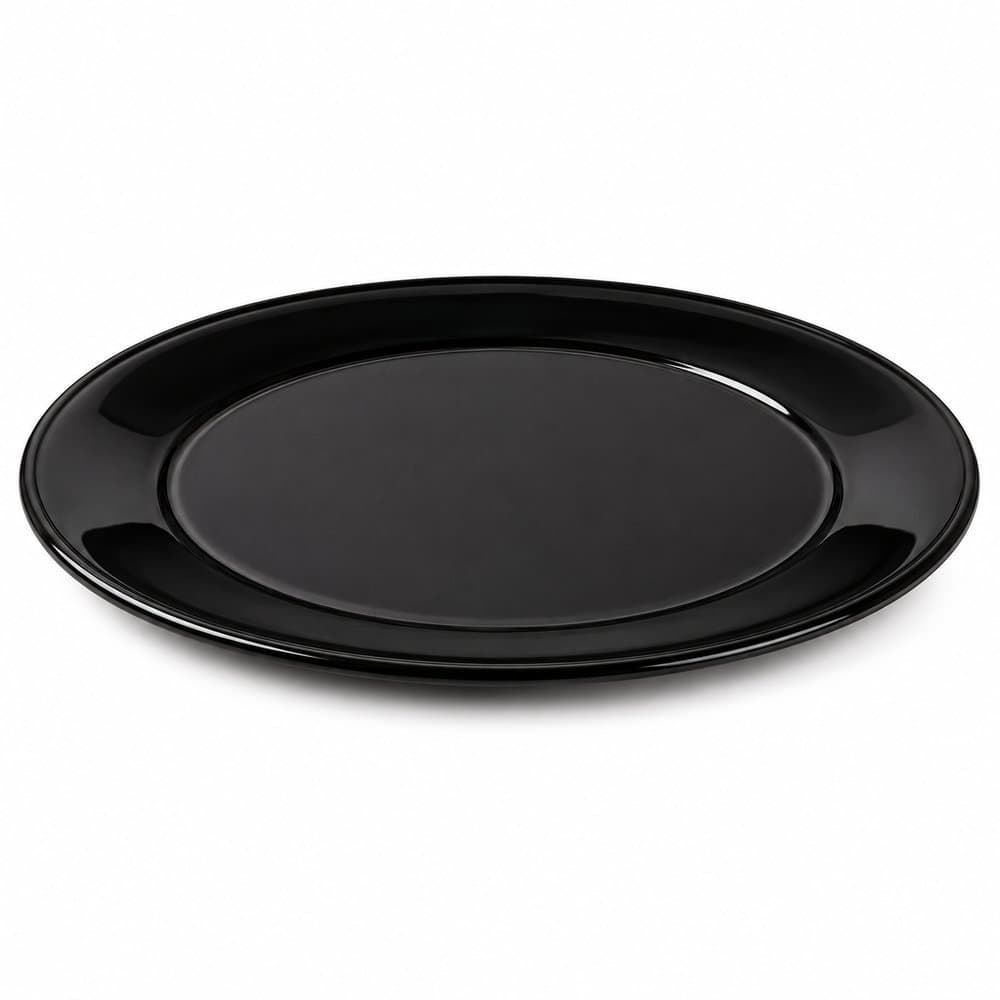 Conjunto 2 Pratos Ovais Vidro Resistente 35cm Preto Jantar Moderno Utensílios Duas Unidades Funcional e Elegante
