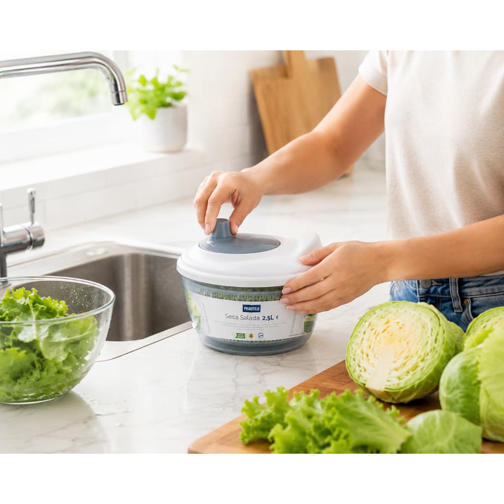 Centrífuga De Salada Manual 2,5 L Seca Folhas Rápidas Ideal Sem Esforço