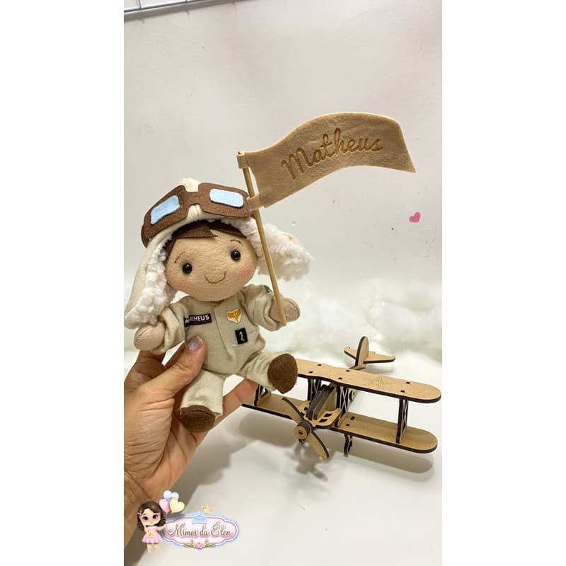 kit mini aviador personalizado e avião de mdf