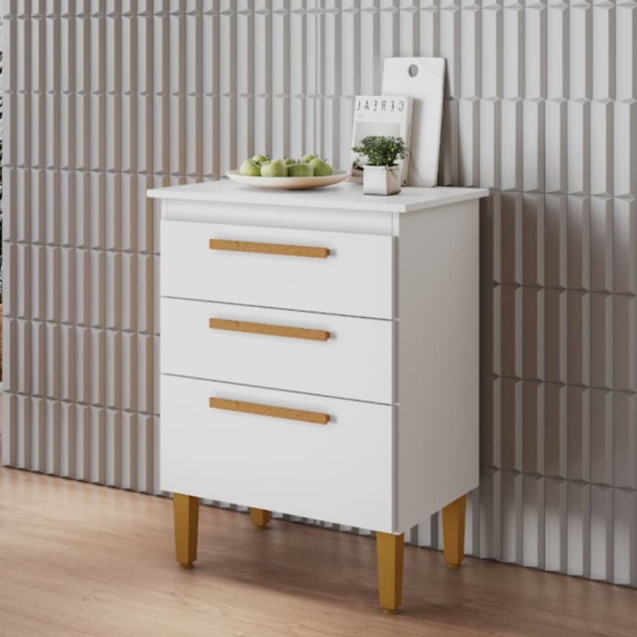 Gaveteiro Milão Branco – Organizador Moderno e Funcional para Escritório ou Quarto