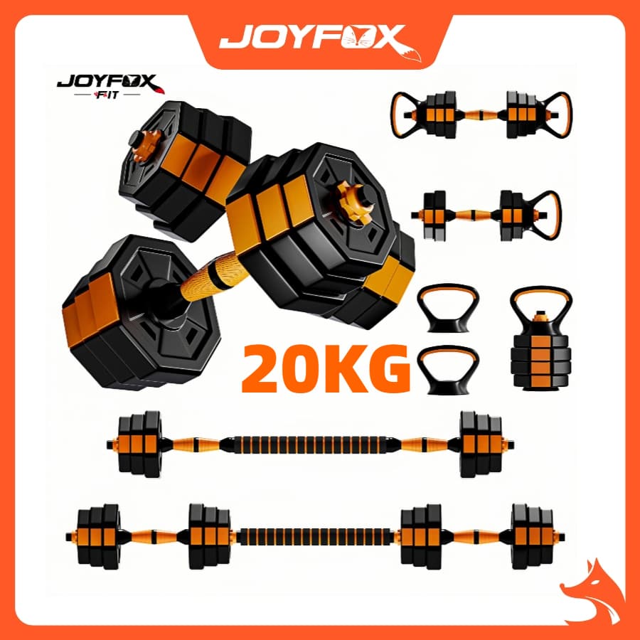 JOYFOX Halteres de musculação 20KG/10KG Kit Halteres Barras Kettlebell Peso Musculação 6 em 1 halteres