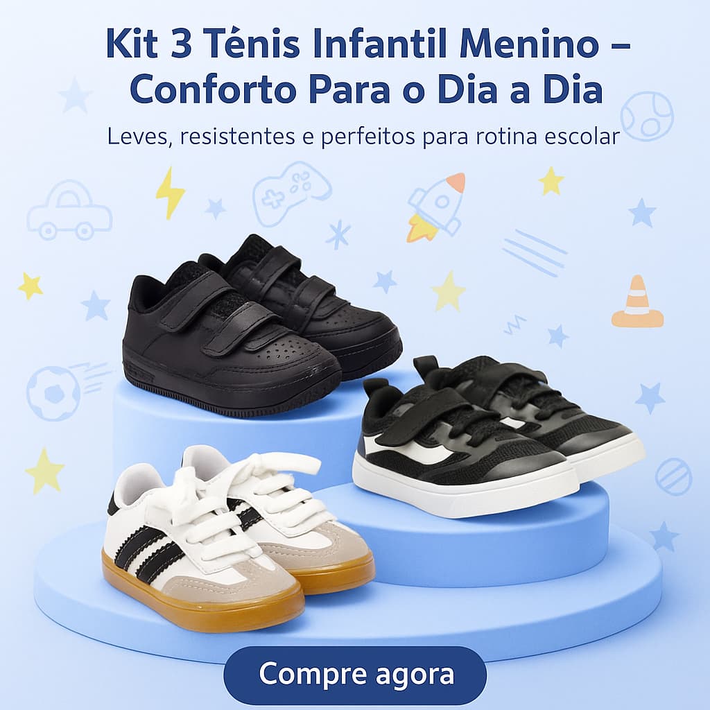 KIT 3 Tenis Infantil Menino Para o Dia a Dia | Leves, Resistentes Ideais Para Rotina | COMPRE AGORA