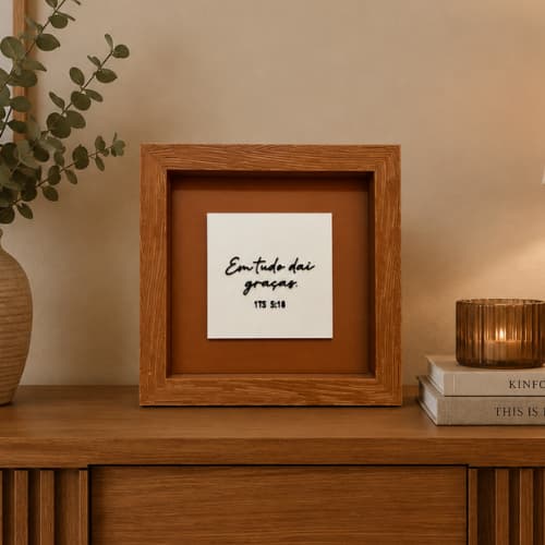 Quadro Decorativo Moldura Efeito Madeira Decoração Religiosa Motivacional Sala Quarto