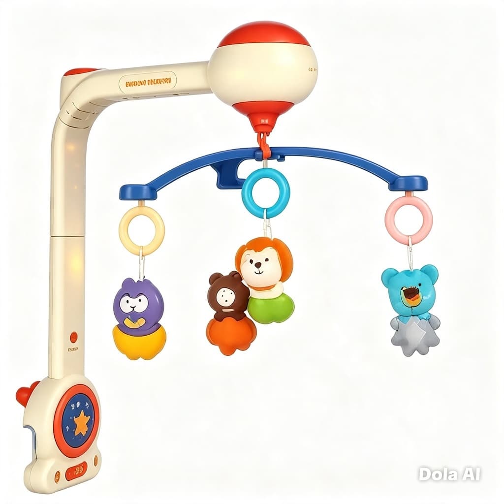 Mobile Musical Bichinhos Para Berço com Som e Luz Relaxante Giratório 360º Móvel Brinquedo Berço