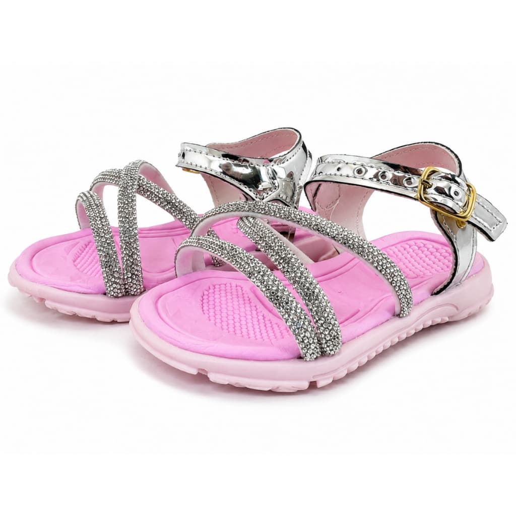 Sandália Infantil Feminina Strass Laço Trança Conforto Menina