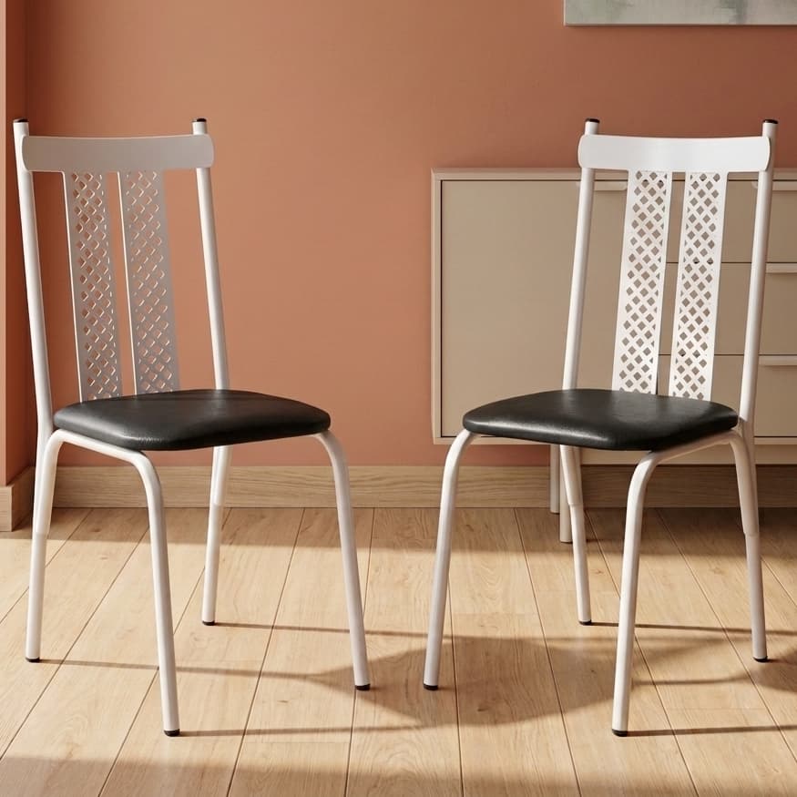 Kit 2 Cadeiras De Jantar Para Cozinha E Sala De Jantar Resistente E Confortavel Com Assento Estofado