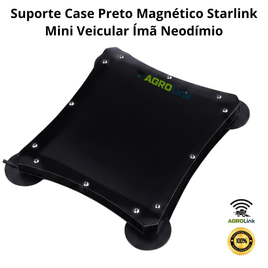 Suporte Case Preto Magnético Starlink Mini Veicular Ímã Neodímio | AgroLink