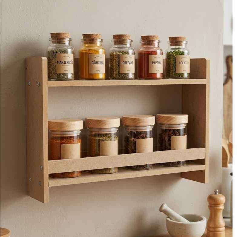Suporte Porta Temperos Cozinha Utensilios Organizador Condimentos Prateleira Parede