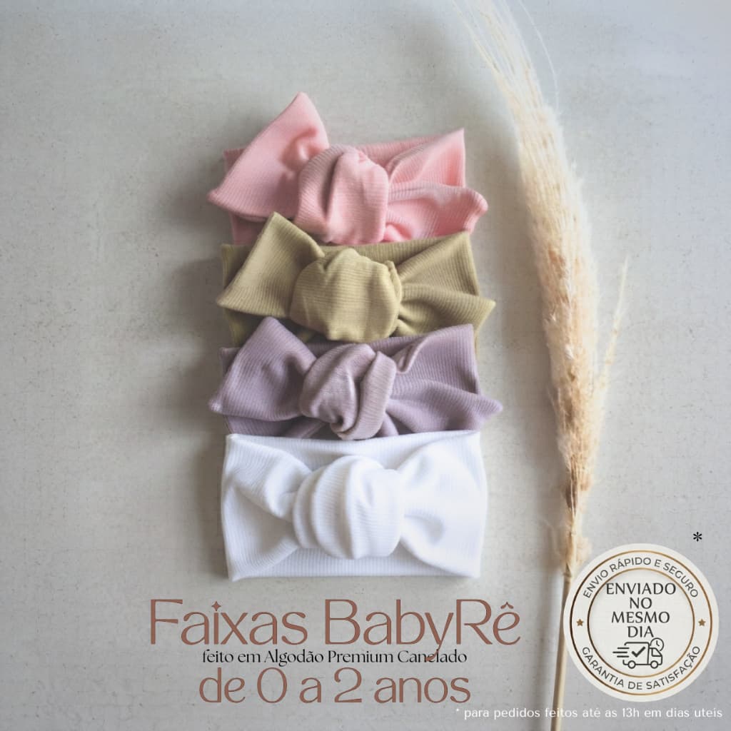 kit 4 Faixa para menina Turbante para bebê laço maternidade baby Canelado algodão premium 0/24 meses