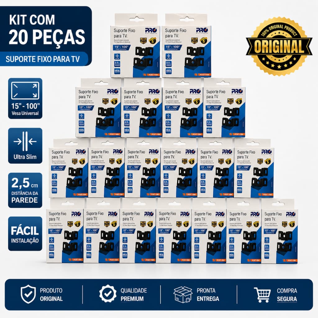 KIt C/ 20 Suporte Fixo Para TVs Led / Lcd de 15 a 100 Polegadas Versa.