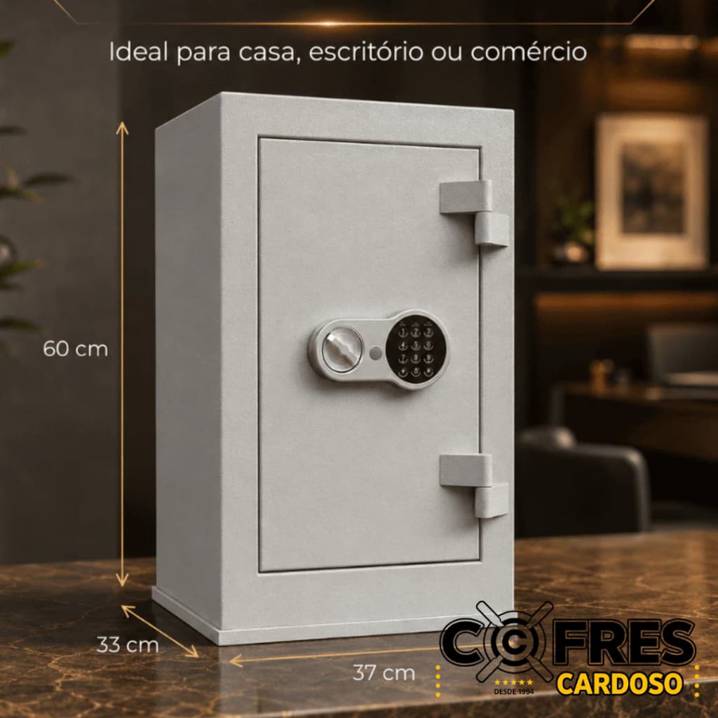 Cofre Digital Eletrônico 60CM Aço Reforçado Blindado Com Prateleira Armamento Joias Grande Alto  Residencial