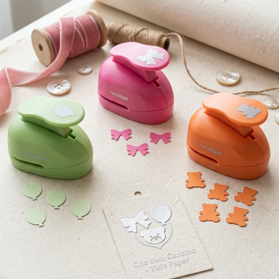 Kit 3 Furador Cortador Eva E Papel 16mm Laço + Balão + Urso