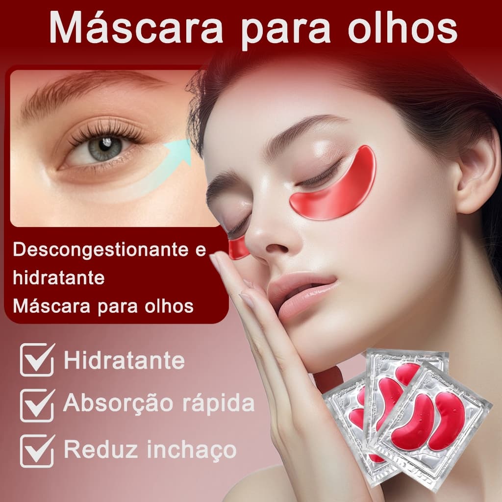 Mascara de gelo para area dos olhos Hidrogel Hidratante Reduz Inchaco e Olheiras Absorcao Rapida Portatil Viagem