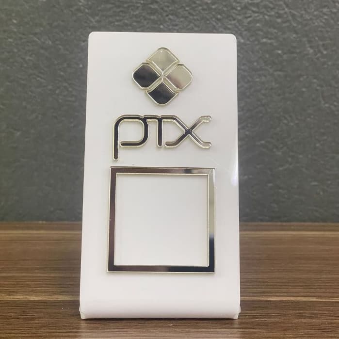 Placa Pix Display Mesa Balcão Em Acrílico QR Code PIX Pagamento Espelhado