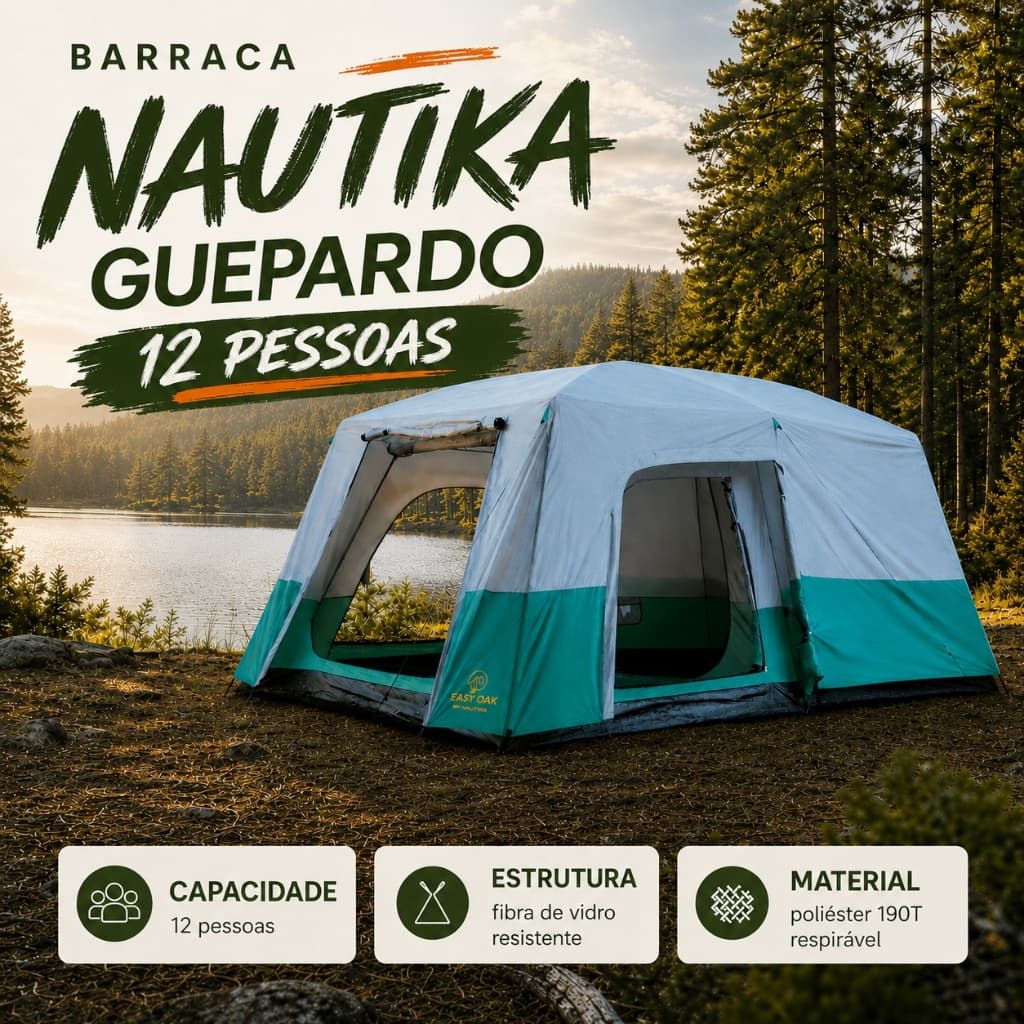 Barraca Guepardo Nautika 12 pessoas Quebra D'agua 2000mm Mosquiteiro com 2 Portas