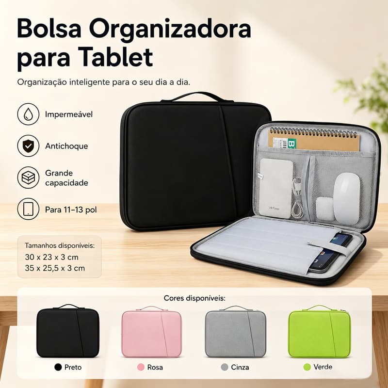 Bolsa Adequada Para iPad , Tablet , Capa Laptop Acolchoada Organizadora Transporte De Mão Negócios, Escritório e Viagem