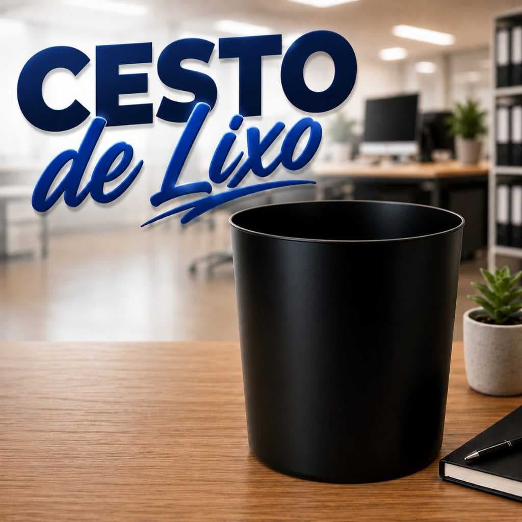 Cesto de lixo Plastico 29cm S/Tampa Preto JSN