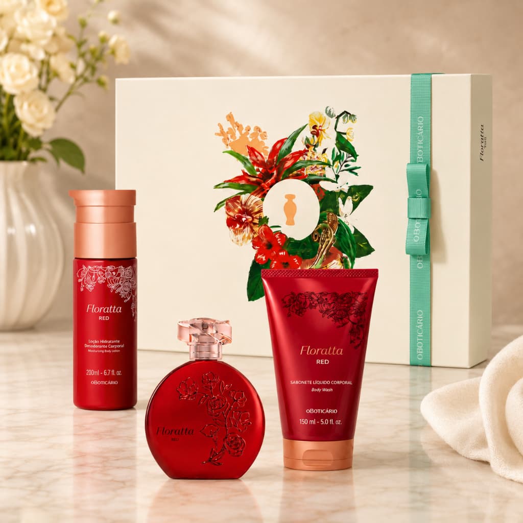 Kit Floratta Red Perfume + Loção Corporal + Sabonete Líquido
