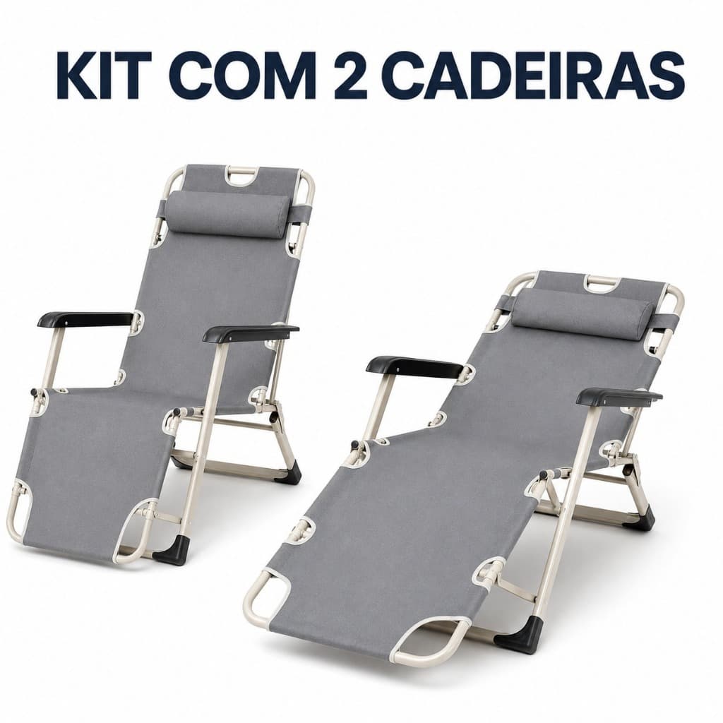 Cadeira Ergonômica de Jardim Dobrável com Apoio de Cabeça, 200 kg, para Pátio, Varanda e Piscina