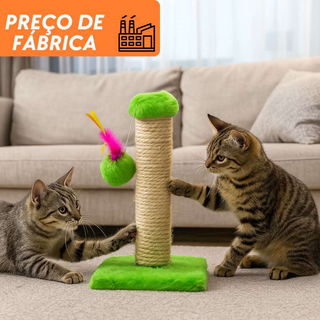 Arranhador Com Brinquedo Bolinha Sisal Para Gato Pet Interativo Divertido