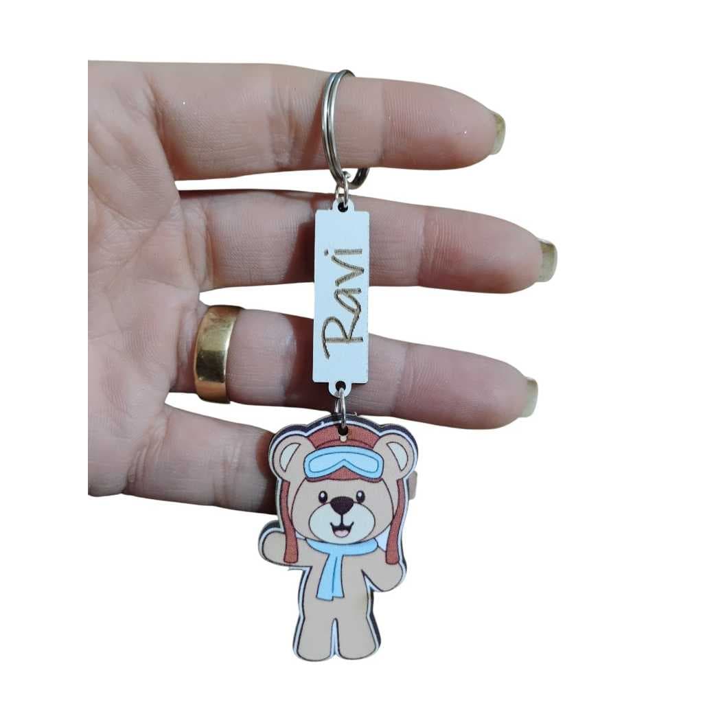 Lembracinha Chaveiros Personalizado Urso Aviador Colorido Adesivado mdf