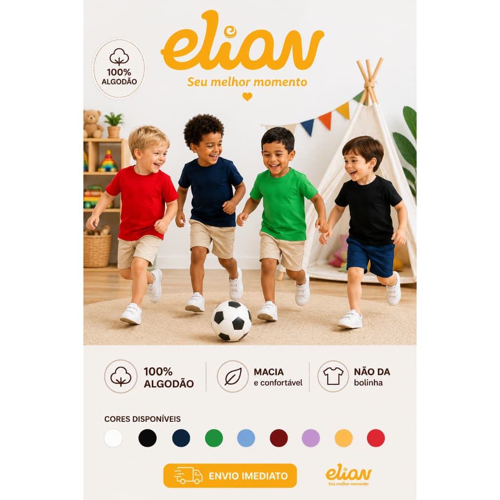 Camiseta Menino Elian ORIGINAL Camiseta Masculina infantil Camiseta Juvenil Elian Casual Passeio