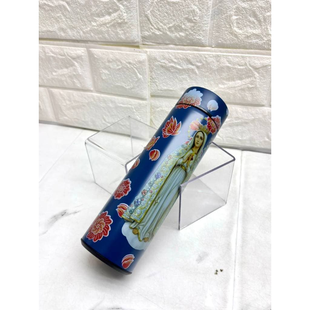 Garrafa Térmica Nossa Senhora De Fatima 450ml Presente Religioso Azul