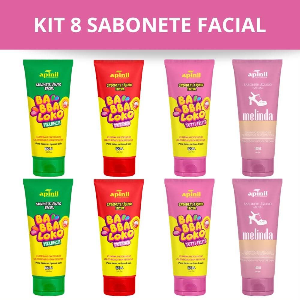 Kit 8 Sabonete Facial Apinil Revenda 100ml Melancia Morango Melinda Tutti Fruit Revenda