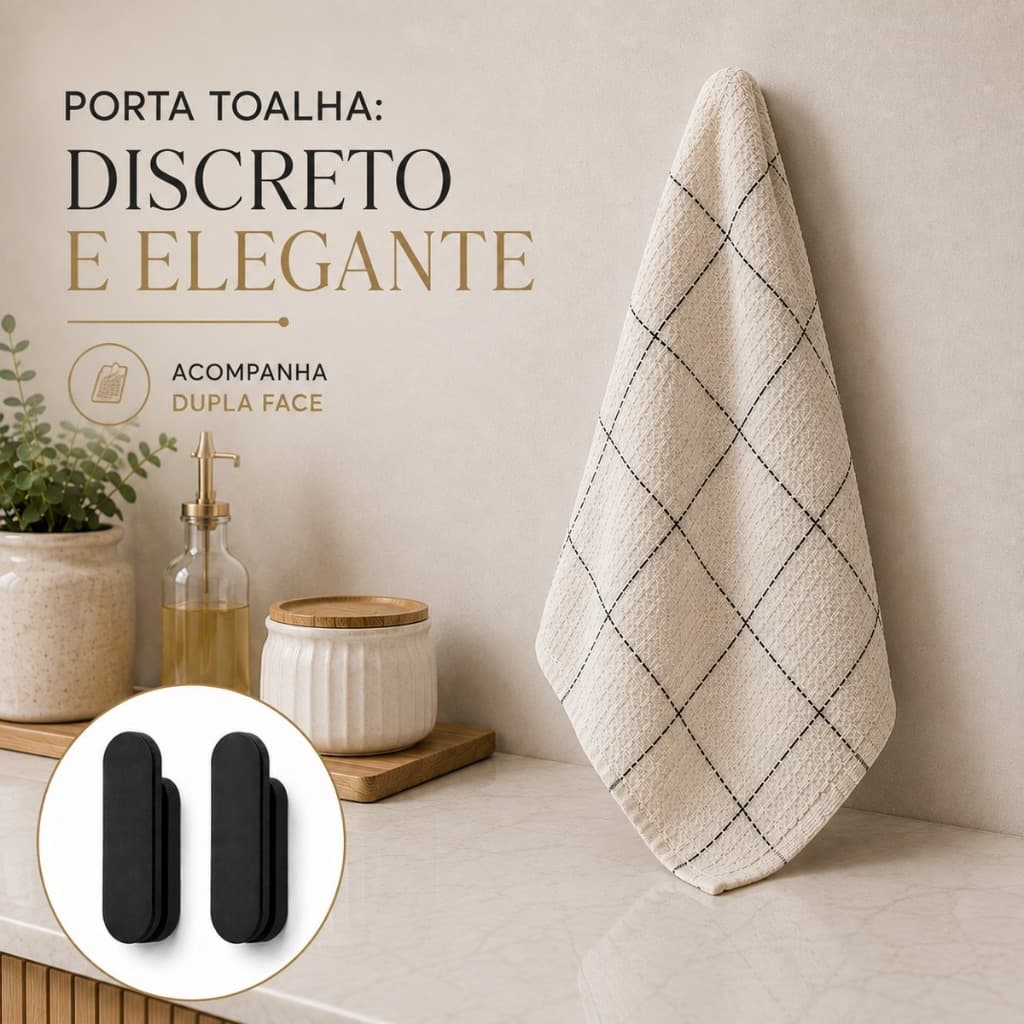 Kit Até 6 Porta Toalha Adesivo Porta Pano de Prato Banheiro Lavabo Cozinha Discreto Sem Furos Envio 24H