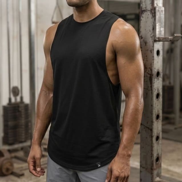 Regata Masculina, Várias Cores, Barra Redonda, Respirável, Modelagem Moderna, Treino Academia Musculação Maromba