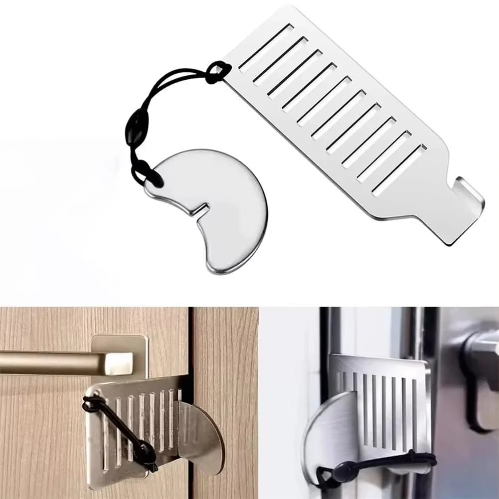 Bloqueador de Porta Antifurto Portátil de 8cm em Aço Inoxidável, Fechadura de Segurança ajustável para portas