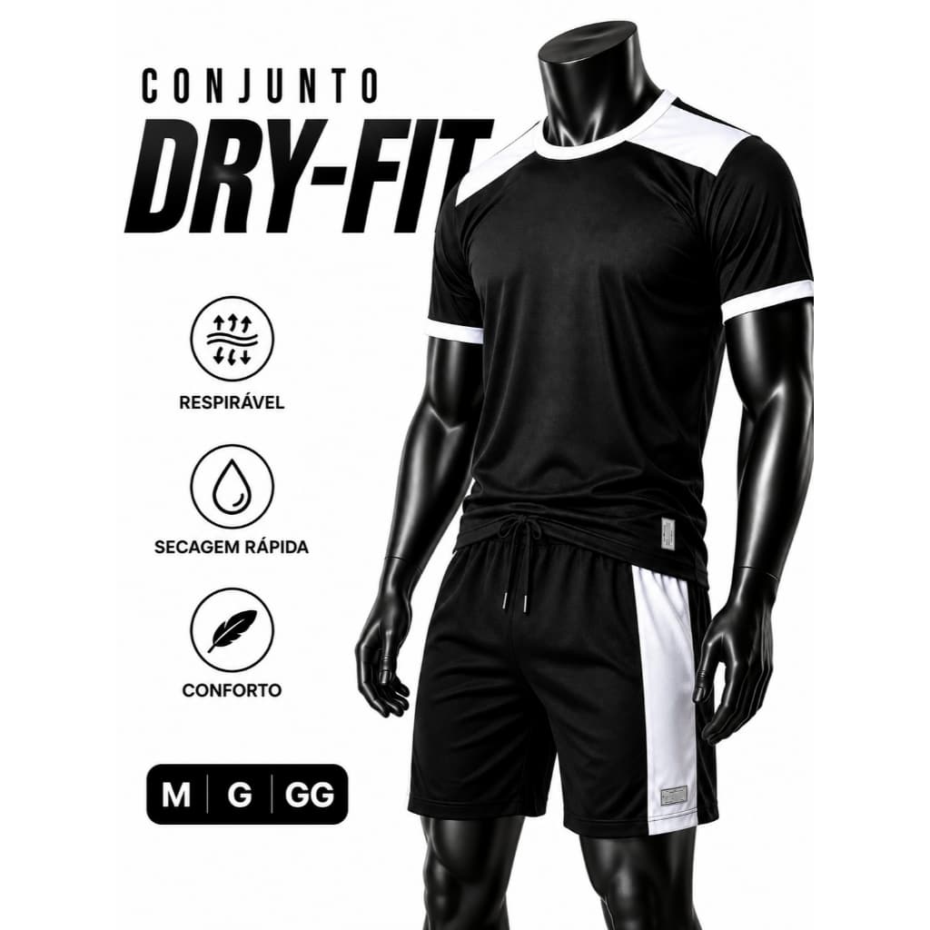 Conjunto Masculino Dry Fit Premium Academia Fitness Corrida Caminhada Camiseta Bermuda Esportiva