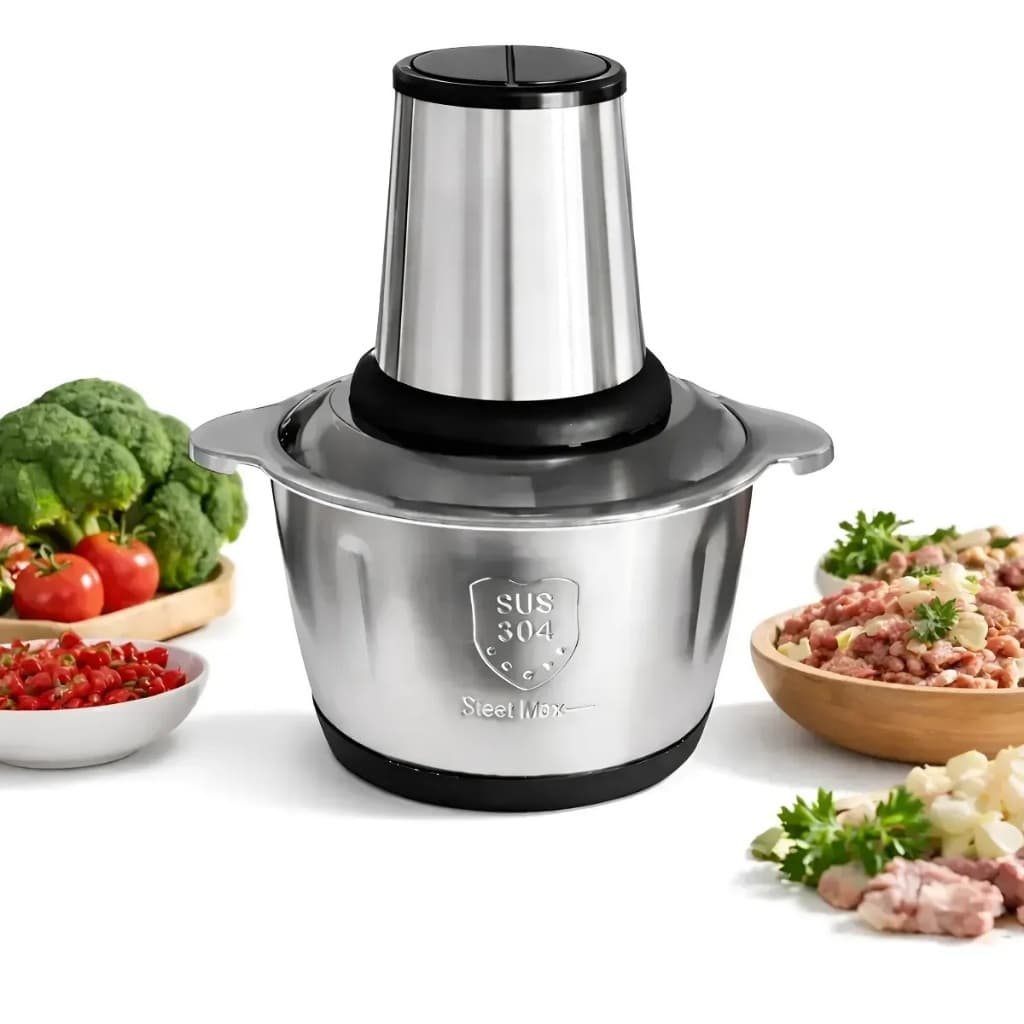 Processador Picador Elétrico Alimentos Inox 2 Litros Legumes Carne Triturador Cortador De Alimentos Mixer Cozinha