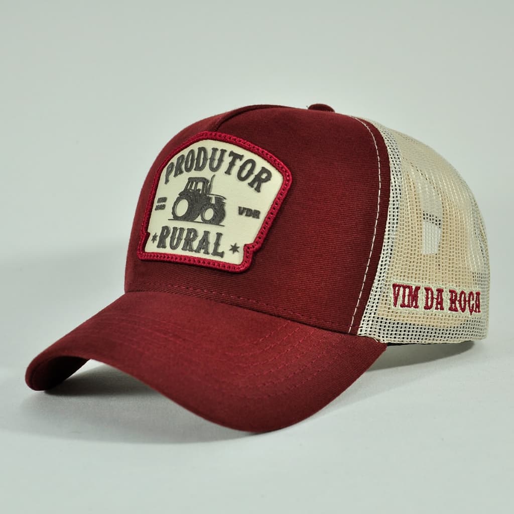 Boné Trucker Produtor Rural Trator Patch Agro Fazenda Country Sertanejo Aba Curva Ajustável