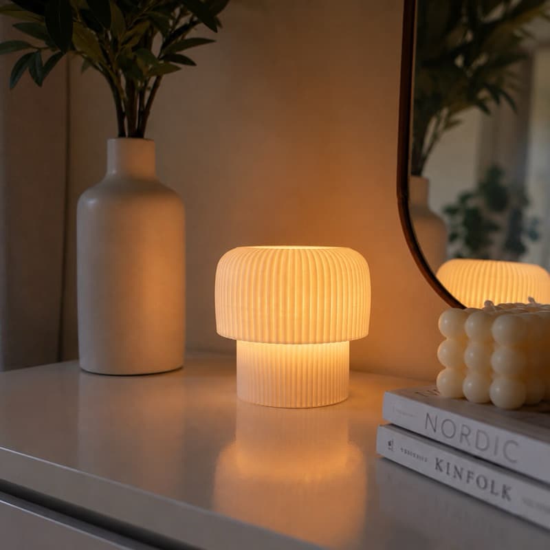 Abajur Luminária VELA LED Sem Fio Decorativa Cogumelo Sala Quarto Escritório Mochi