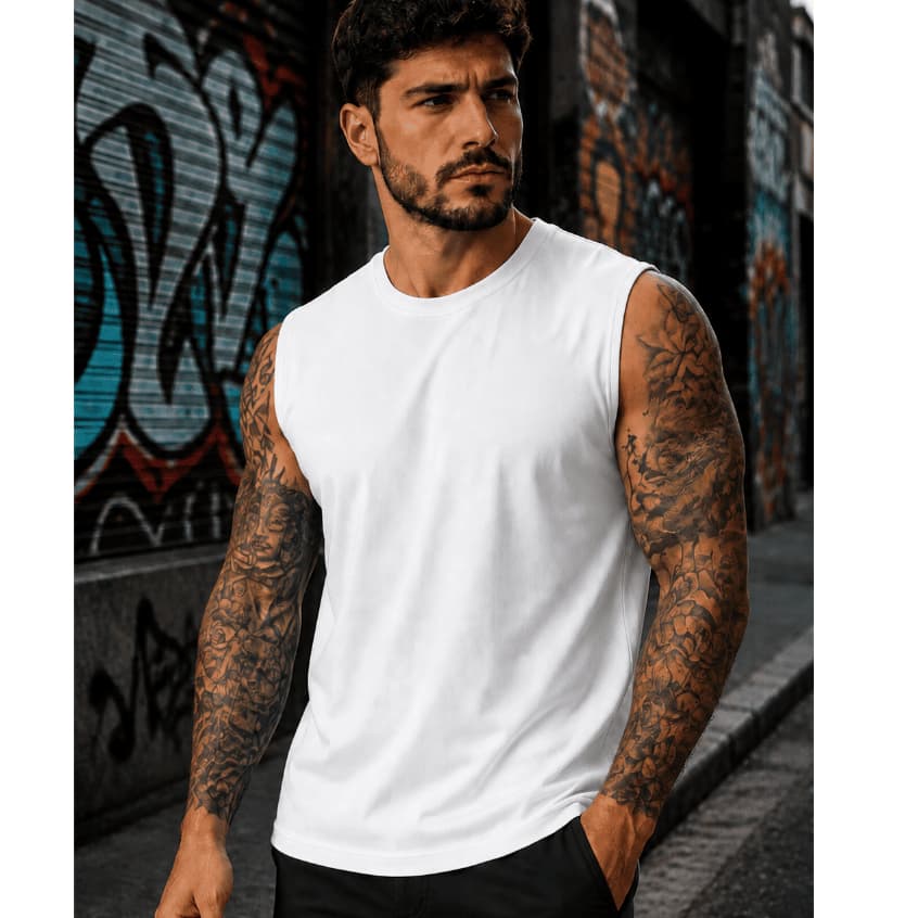 Camiseta Regata Machão Masculina Lisa Premium Algodão Academia Treino Casual Básica Cavada