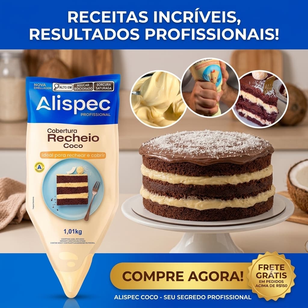 Recheio- Creme  chocolate  Coco  Alispec 1,01kg