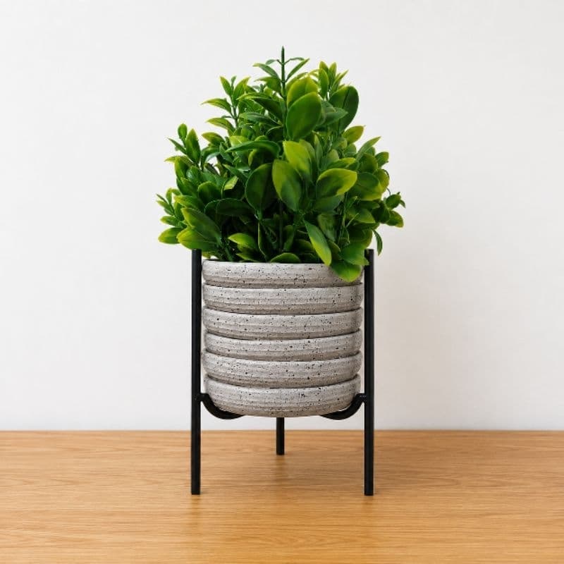 Vaso Decorativo com Planta Artificial e Suporte de Metal Estilo Industrial para Sala Escritório Lavabo Mesa